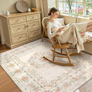 Wonnitar Floral Bow Print Washable 8x10 Rug, Beige Rugs for Living Room, Boho Non Slip Ultra-Thin Soft Neutral Carpet for Nursey Kids Room Dorm Living Room, Beige by TinyTreasures Baby Boutique