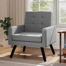 Kromax Mid-Century Modern Accent Chair for Living Room, 496 Lb. Weight Capacity, Dual Armrests, Comfy Extra Large Seat, Timeless Style Perfect for Reading & Relaxing, Light Grey by CozyNest Decor
