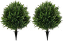 Sunnyglade Set of 2 Artificial Cedar Topiary Ball Trees, Faux Cedar Shrub Bushes with Ground Spike 25.5", UV Resistant Fake Cedar Plants for Indoor, Garden, Yard, Porch, Patio Decor (Green) by GreenHaven Gardens