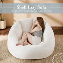 Giant Bean Bag Swivel Chair for Adults - Comfy Plush Round Shell Soft Accent Chair, Oversized Cozy Floor Sofa for Living Room, Bedroom & Game Rooms, Beige by CozyNest Decor