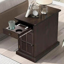 Traditional Wood End Table with Charging Station, Modern Vintage Sofa Chair Side Table Nightstand with Storage & Drawer for Living Room Bedroom, No Assembly, Antique Espresso by CozyNest Decor