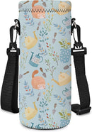 Neoprene Water Bottle Carrier Bag with Adjustable Shoulder Strap for Men Women Walking Hiking,Portable Insulated Holder Case for Stainless Steel/Glass/Plastic Bottles by TinyTreasures Baby Boutique