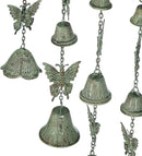 Butterfly Wind Chimes for Outside, Large Strung Verdigris Windchimes with Wrought Iron Bell for Garden, Patio, Porch Outdoor Decor, Memorial Sympathy by CozyNest Decor