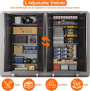 Aobabo 71" H×32" W×16" D Metal Storage Cabinet with Wheels, Garage Steel Storage Cabinet with 5 Adjustable Shelves and 4 Hooks for Home Office, Kitchen, Assembly Required, Black by GreenHaven Gardens