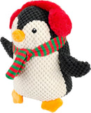 Giftable World Holiday Plush Pet Toy Fun for Christmas Designs with Squeaker Dog Chew Toy (7" Tubby Penguin w/Earmuffs & Squeaker) by TinyTreasures Baby Boutique