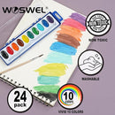 Watercolor Paint Set, Washable paint 10 Colors, 24 Sets with Brush Watercolor Paint Set by TinyTreasures Baby Boutique