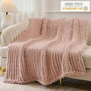 Esterra Chunky Knit Throw Blanket Newly Upgraded Heavy Tighter Version, Handmade Chenille Throw Super Soft, Thick Yarn Cable Knit Crochet Throw Blanket for Couch Bed Sofa, 50" x60, Coral Pink by CozyNest Decor