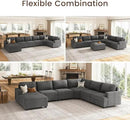 Nolany Dark Grey Corduroy U Shape Modular Sectional Couch with Storage Ottoman, 72.9"D x 128.5"W x 35"H, 6 Seater, Plush, Easy Assembly by CozyNest Decor