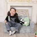 Kids Extra Wide Glow in The Dark Chairs for Toddler, 2-in-1 Toddler Soft Sherpa Couch Fold Out, Convertible Sofa to Lounger for Girls and Boys, Dark Grey by CozyNest Decor