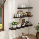 Axeman Floating Shelves for Wall - 32''W x 8'' D Rustic Solid Elm Wood Shelves for Storage, Wall Mounted Display Shelving with Invisible Heavy-Duty Metal Bracket (Walnut, 2PCs) by CozyNest Decor
