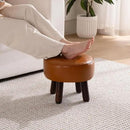 Small Foot Stool Ottoman, Round Pouf Foot Rest, Footstool Ottomans with Rubber Legs Under Desk, Faux Leather Footrest for Couch, Living Room, Bedroom, Hallway, Office, 13''L x 13''W x 10.2''H by CozyNest Decor