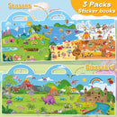 3 Sets Sticker Books for Toddlers 2-4 Years, Reusable Stickers Books for Toddlers 1-3, Travel Toys for Kids 1-3, Airplane Travel Essentials for Kids by TinyTreasures Baby Boutique
