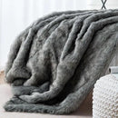 BATTILO HOME Silver Grey Faux Fur Throw Blanket for Couch, Bed, Fake Fur Blankets & Throws, Thick Warm Heavy Fluffy Fuzzy Elegant Furry Blanket Long Pile with Black Tips, 50"x60" by CozyNest Decor