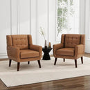 UIXE PU Leather Accent Chairs Set of 2, Modern Arm Club Chair Upholstered Armchair for Living Room, Comfy Single Sofa Seats Button Tufted Reading Seating, Brown by CozyNest Decor