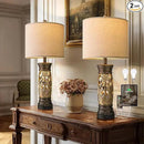 BOBOMOMO 27.25” Antique Gold Table Lamps Set of 2 – Farmhouse Bedside Lamps with Night Light & USB A+C Ports, Vintage Lamps for Bedroom, Living Room, Entryway, Nursery, Reading Nook(Bulbs Included by CozyNest Decor