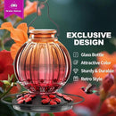 Glass Hummingbird Feeder for Outdoors Hanging, 26Oz Bird Nectar Feeder with Perch & 5 Flower Feeding Ports, Leak Proof for Outside Garden Decor Backyard, Gifts for Women Mom, Clear & Red