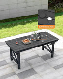 HDPE Outdoor Dining Table, 66.9” Rectangle Patio Dining Table for 6, All-Weather HDPE Outdoor Table with 2.2” Umbrella Hole, HDPE Patio Furniture for Deck, Backyard, Garden, Pool, Obsidian by CozyNest Decor