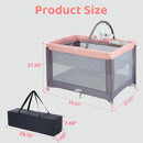 Pamo Babe Portable Playard with Mat Pad and Toy Bar Pink Play Yard for Baby by TinyTreasures Baby Boutique