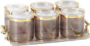 Acrylic Condiment Spice Jars,Condiment Spice Box With Lids and Spoons and Tray,Clear Plastic Condiment Canisters,Seasoning Box 6 Pack,Seasoning Box Set for Kitchen to Storage Salt,Paprika,Sugar by CozyNest Decor