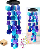Bellaa 20414 Wind Chimes Outdoor, Garden Decorations, Musical, Indoor/Outside Windchimes, Beach, Ocean Breeze, Gifts for Mom, Gift for All Occasions, Capiz Sea Glass Shells Wood Purple 27 inch by CozyNest Decor