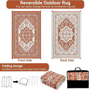 GAOMON Outdoor Plastic Straw Rug 9x12 Waterproof Reversible Patio Rug, Large UV-Resistant Portable RV Camping Mats, Indoor Outdoor Rugs for Outside Deck Front Porch Garden RV, Red & White by CozyNest Decor