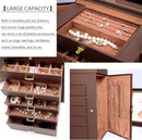 AKOZLIN Large 6-Tier Jewelry Box Organizer Functional Huge Lockable,5 Drawers Leather Jewelry Storage Case for Women Girls Ring Necklace Earring Bracelet Holder Organizer with Mirror Brown by TinyTreasures Baby Boutique