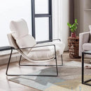 DUOMAY Modern White Sherpa Accent Chair Set of 2, Comfy Lounge Lazy Chair with Metal Leg, Mid-Century Corner Arm Chair for Living Room Bedroom Office Apartment by CozyNest Decor