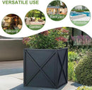 BAYN Metal Square Planter Box Tall Planters for Outdoor Plants Modern Heavy Duty with Drainage Holes for Outside Indoor Patio Deck - Grey, 17”x 17”x 18” by GreenHaven Gardens