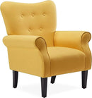 BELLEZE Modern Accent Chair, High Back Armchair, Upholstered Wingback Side Chair, Padded Single Sofa with Wooden Legs for Living Room, Bedroom - Citrine Yellow by CozyNest Decor