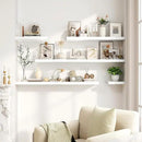 Fun Memories White Floating Shelves 16 Inch Long, 8 Deep Floating Shelf Wall Mounted, 16 x 8 Inch Wooden Bathroom Shelves, Deep Storage Shelves for Living Room, Kitchen, Set of 2 by CozyNest Decor