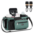 TOPDesign Universal Baby Stroller Organizer, Stroller Caddy with Heightened Insulated Cup Holders & Non-Slip Secure Hooks Accessories, Fits Most Strollers, Machine Washable (Green) by TinyTreasures Baby Boutique