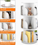 Rotating 3-Tier Bookshelf, 360° Spinning Corner Bookcase with Lazy Susan, White Space Saving Organizer for Study Room, Home Office, Kids Rooms, Bedroom, Adults & Kids by TinyTreasures Baby Boutique
