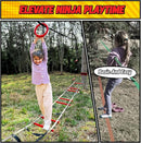 Hapfan Ninja Warrior Obstacle Course for Kids with Rickety Bridge, 50 FT Slackline Kit with Weather-Proof Obstacles, Outdoor Jungle Gym Climbing Toys for Backyard by TinyTreasures Baby Boutique