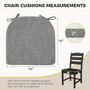 downluxe Indoor Chair Cushions for Dining Chairs, Soft and Comfortable Textured Foam Kitchen Chair Pads with Ties and Non-Slip Backing, 16" x 16" x 2", Dark Grey, 2 Pack by CozyNest Decor