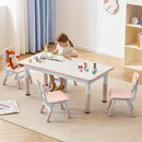 Kids Study Table and Chairs Set, Height Adjustable Toddler Table and Chair Set for Kids Ages 3-8, Graffiti Desktop Plastic Children Art Table with 4 Seats, Lovely Pink by CozyNest Decor