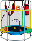Trampoline for Kids with Anti-Rollover Round Bottom and Swing,55" Toddler Mini Trampoline for Kids Up to 440 Ibs,Gifts for Ages 3 Years and UP Indoor or Outdoor Play by TinyTreasures Baby Boutique