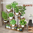 AZERPIAN Plant Stand 9 Tier Indoor Metal Flower Shelf for Multiple Plants Corner Tall Flower Holders for Patio Garden Living Room Balcony Bedroom, Black+Rustic Brown by GreenHaven Gardens