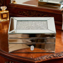 2 Layer Mirror Glass Jewelry Box with Crushed Diamond Decor, Velvet-Lined Trinket Organizer for Rings Earrings Necklaces Bracelets - Elegant Treasure Chest Storage Case for Women Girls by TinyTreasures Baby Boutique