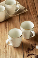 famiware Coffee Mugs Set of 4, Ocean Round 11.5oz Coffee Cup Set with Handle for Cocoa, Milk, Hot Chocolate, Tea or Water, Stoneware Cups for Kitchen, Microwave Dishwasher Safe, Vanilla White by CozyNest Decor