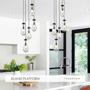 5-Light Raindrop Pendant Light Fixtures, Black Glass Pendant Lighting, Teardrops Modern Hanging Light for Entryway Foyer Kitchen Island Dining Living Room Hallway by CozyNest Decor
