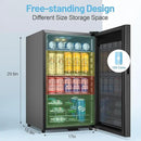 Beverage Refrigerator Cooler, 17 Inch 120 Cans Freestanding Mini Fridge with Glass Door, Adjustable Shelves and LED Light, Small Drink Fridge Counter-top Beer Fridge for Bedroom Office Bar by CozyNest Decor