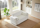 68.11" Corduroy Sleeper Chair Bed with USB Port, Cup Holders & Side Storage Pockets – 3-in-1 Foldable Sofa Bed for Guest Room, Living Room -White by CozyNest Decor