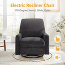Power Swivel Glider Recliner Chair, Electric Nursery Rocker Recliner Chair, USB & Type-C Charger, Charcoal Gray Boucle by TinyTreasures Baby Boutique