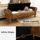 Storage Ottoman Bench for Bedroom, 52" Leather End of Bed with Rolled Arms, Upholstered Ottoman Fit for Living Room, Entryway, Faux Leather Brown by CozyNest Decor