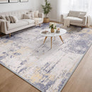 Washable Area Rugs 6'x9' Non-Slip Modern Abstract Soft for Living Room Entryway Bedroom Nursery, Print Pattern, Purple Grey Cream Yellow by TinyTreasures Baby Boutique