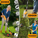 Electric Weed Wacker Cordless Battery Powered Eater,21V/4.0Ah Lightweight No-String Weed Trimmer with 2 Battery Operated& Wheels,3 in 1 Stringless Grass Trimmer/Edger/Brush Cutter for Garden Yard Lawn by GreenHaven Gardens