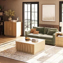 Lift Top Coffee Table with Storage, Modern Coffee Table with Arched Design, 31.5" Square Tea Table with Wood Grain, Boho Multifunctional Center Table for Living Room, Office, Oak by CozyNest Decor