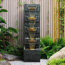 SunJet 4-Tiers Modern Cascading Indoor/Outdoor Fountains and Waterfalls with LED Lights - 39.3" High Large Water Fountain for Garden, Patio, Yard, and Deck Decor - Relaxing Water Fountain Outdoor by GreenHaven Gardens