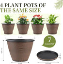 16 inch Plant Pots, Large Planters for Outdoor Plants Set of 4, Round Plastic Flower Pots with Drainage Holes & Trays, Modern Decorative Indoor Garden Pot, Plant Container for House (Black Copper) by CozyNest Decor