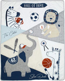 Lambs & Ivy Hall of Fame Sports Animals 5-Piece Crib Bedding Set - Gray/Blue by TinyTreasures Baby Boutique